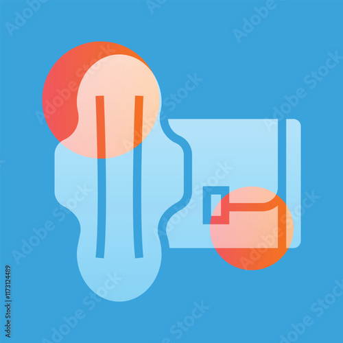 Menstrual eco pad glassmorphism illustration. Transparency blur elements. Ui layered design.