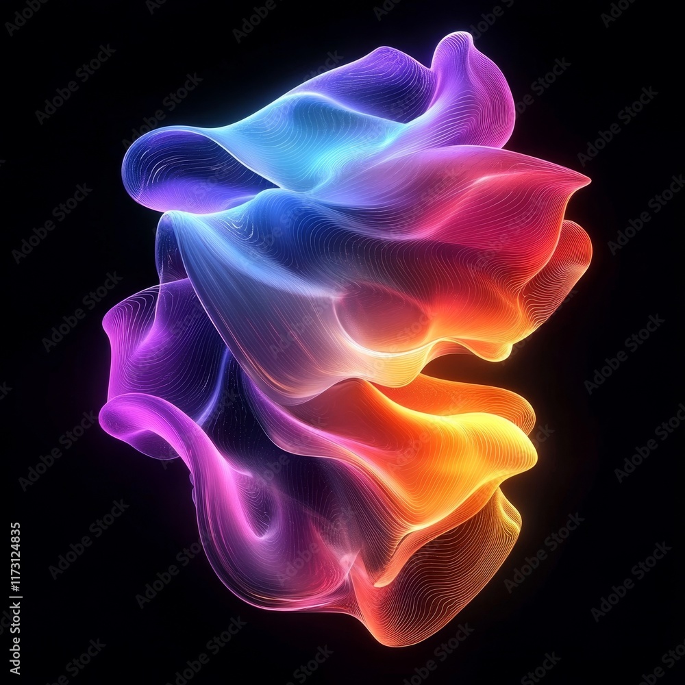 3D Liquid Gradient Light Design, Generative AI 3D Liquid Gradient Light Design, Generative AI