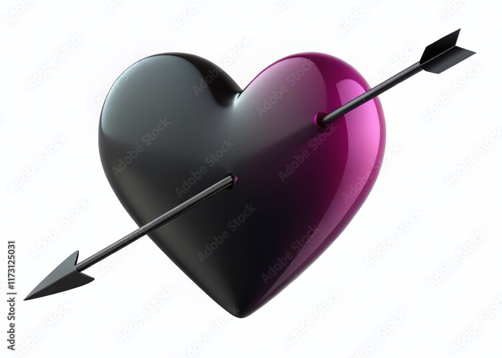 Black Line Art Heart Pierced by Arrow - Valentine's Day Clipart Black Line Art Heart Pierced by Arrow - Valentine's Day Clipart