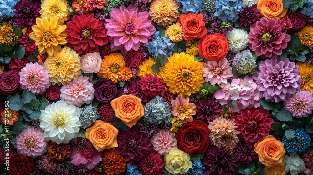 Vibrant floral arrangement with diverse blooms. Vibrant floral arrangement with diverse blooms.