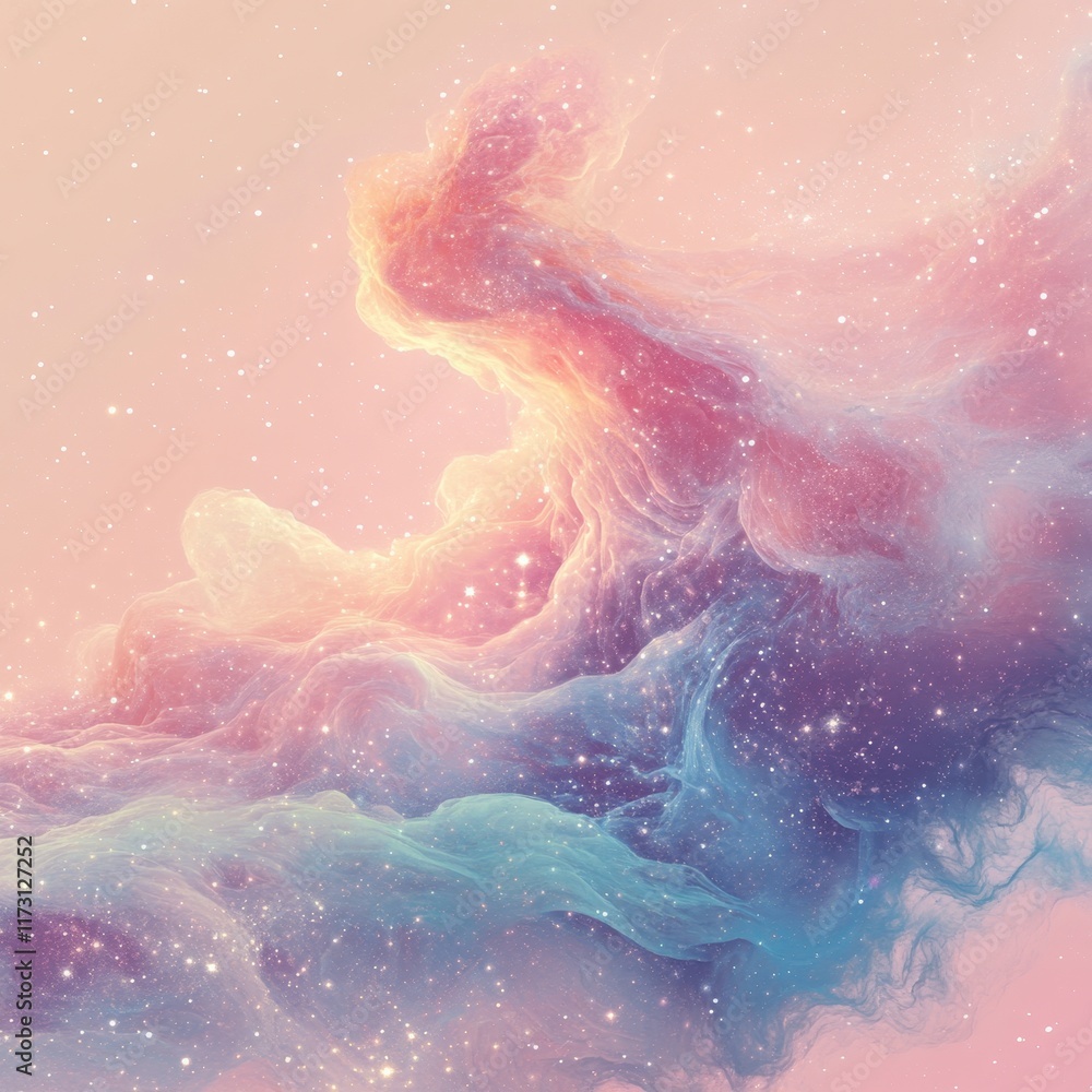 Fototapeta premium Pastel Nebula Cosmic Dreamy Swirling Galaxy