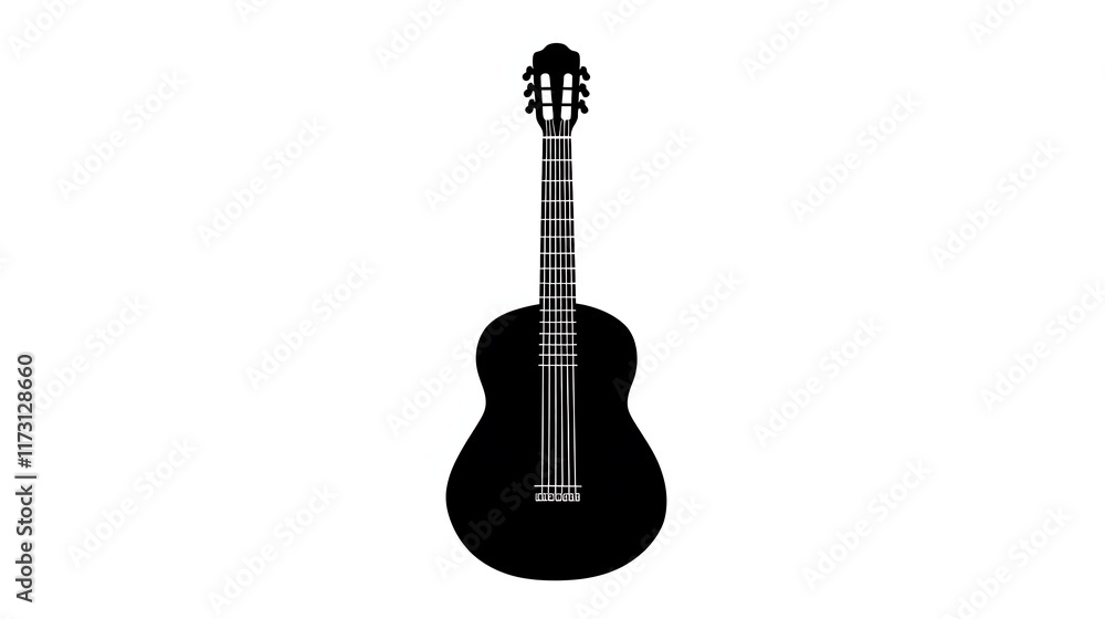 Naklejka premium Silhouette of a guitar on a white background