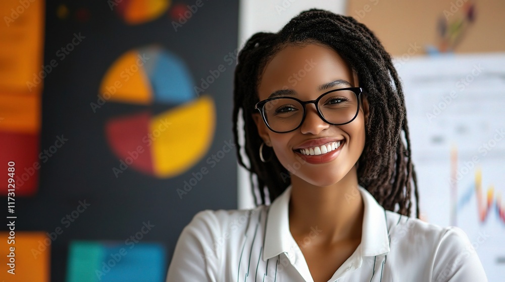Obraz premium Confident Businesswoman Analyzing Growth Projections for Success