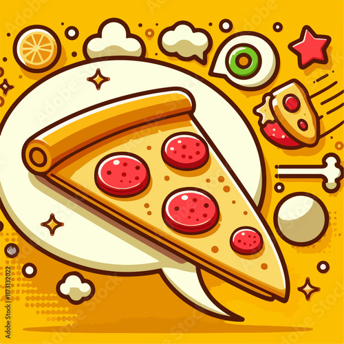 cartoon of pizza, food illustration, pizza vector, pizza