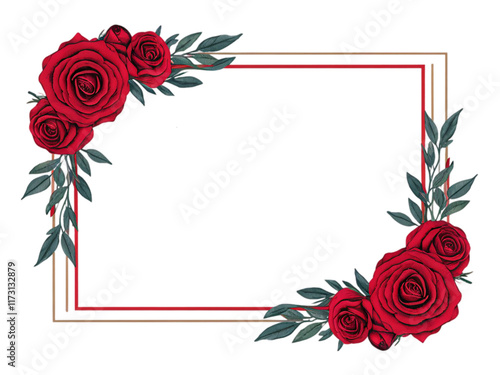 Beautiful Card With Roses, Transparent Background