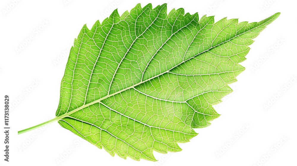 Obraz premium Outline of a leaf with veins on a white background