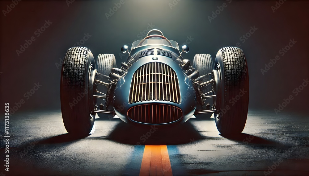 Obraz premium Classic racing car on a dark blackground