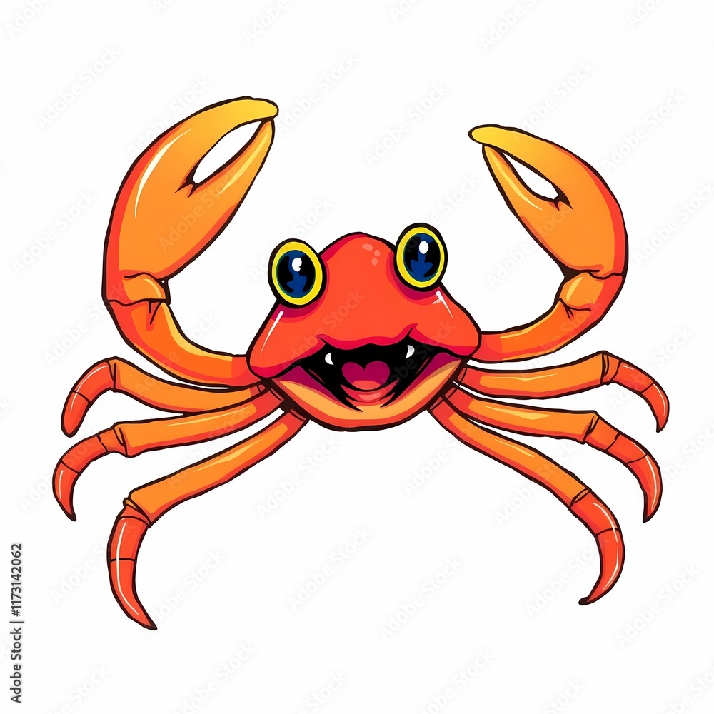 Fototapeta premium Happy Crab Cartoon Illustration 