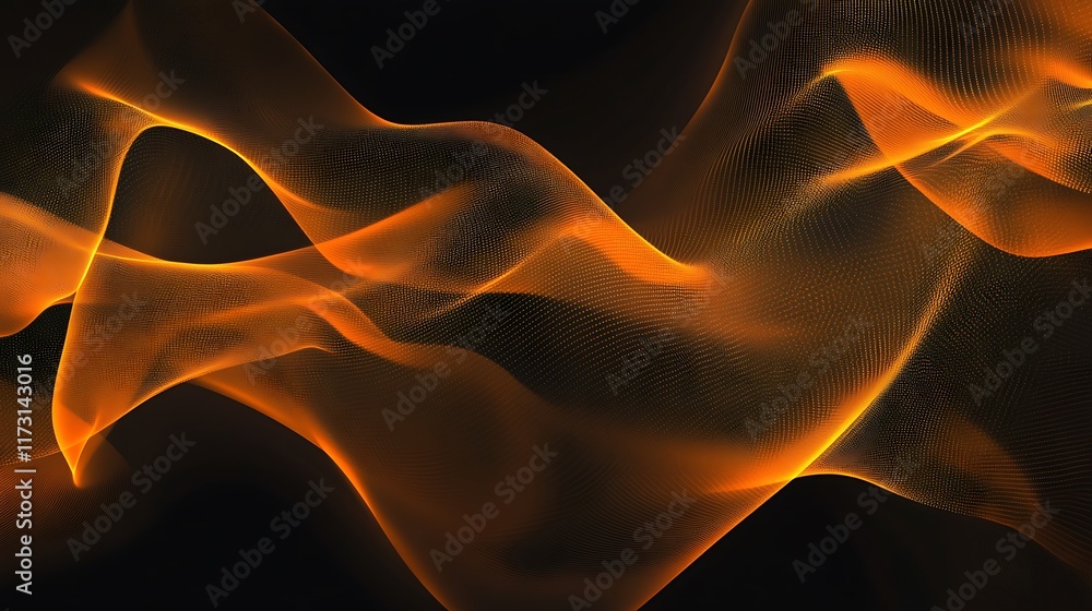 Obraz premium Abstract Orange Waves Flowing Dark Background