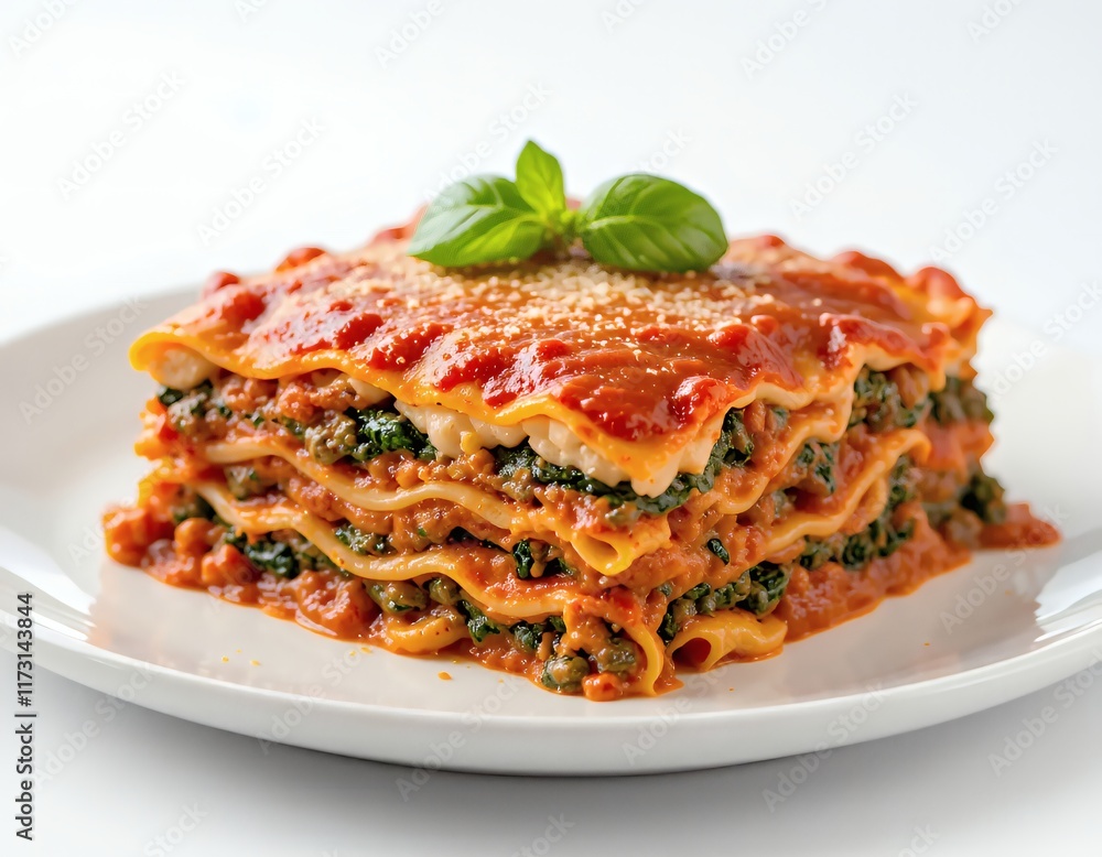 Delicious Spinach and Meat Lasagna, Italian Cuisine Delicious Spinach and Meat Lasagna, Italian Cuisine