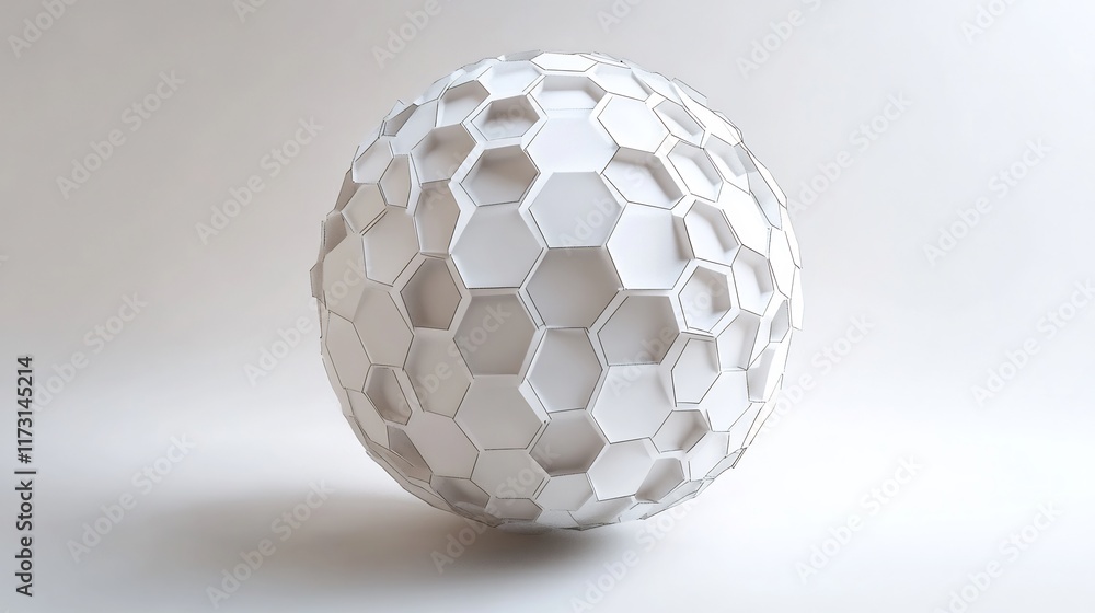 Abstract White Hexagonal Sphere: A 3D Render of Geometric Design Abstract White Hexagonal Sphere: A 3D Render of Geometric Design