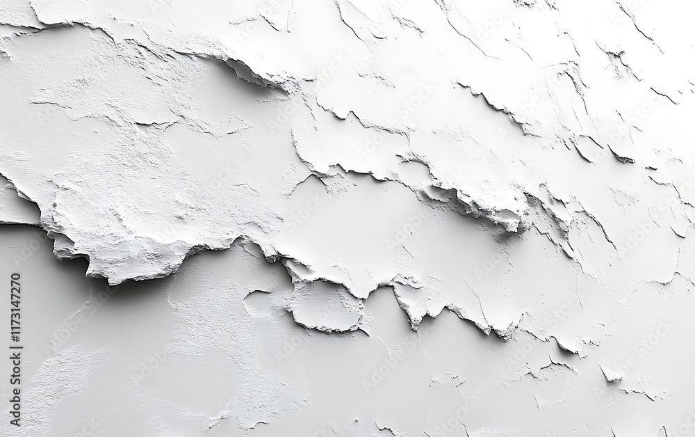 Obraz premium White textured wall with cracks and crevices.