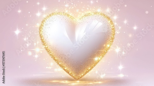 Wallpaper Mural Golden-sparkled heart, radiant glow, love's light Torontodigital.ca