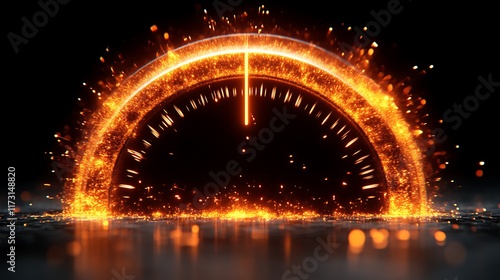 Fiery Speedometer Needle Reaching Maximum Velocity