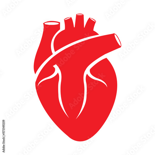 Heart icon Realistic black color isolated on white background.