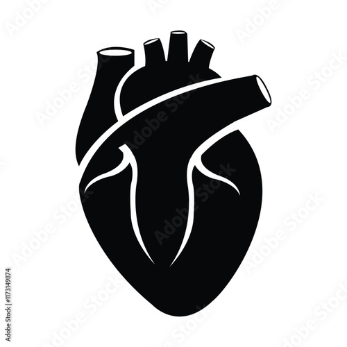 
Heart icon Realistic black color isolated on white background.