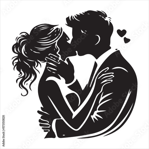 Kissing couples valentine day design black and white