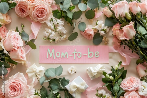 Mom to be Pink Roses Gifts Baby Shower Floral Arrangement Celebration