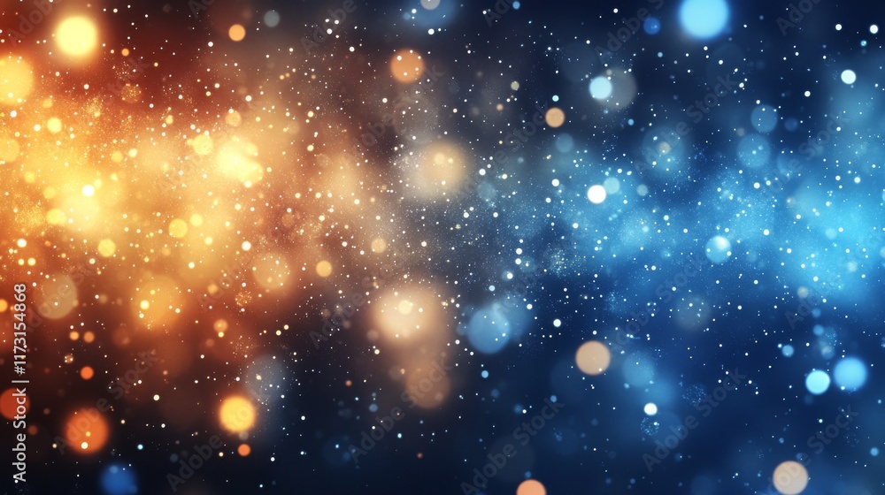 Fototapeta premium Gold and Blue Bokeh Light Abstract Background