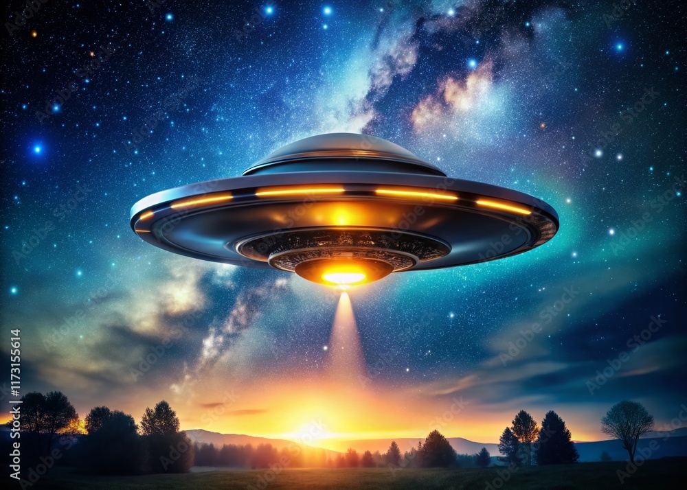 Close-up UFO Sighting: High-Detail Aerial Phenomenon Over Night Sky Close-up UFO Sighting: High-Detail Aerial Phenomenon Over Night Sky