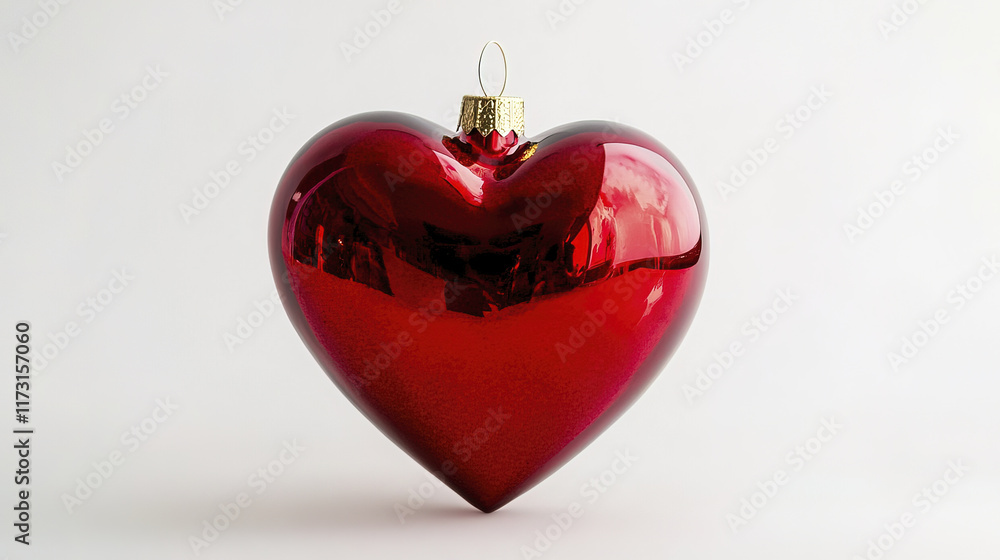 classic red heart shaped Christmas bauble, perfect for festive decor
