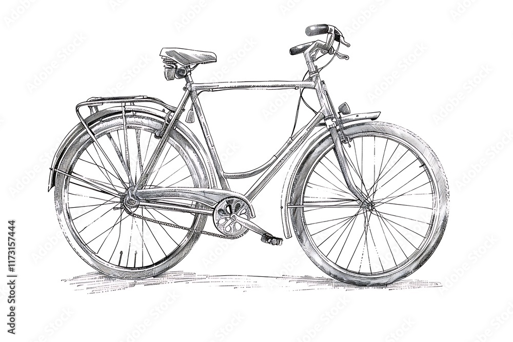 Outline of a bicycle with handlebars on a white background Outline of a bicycle with handlebars on a white background