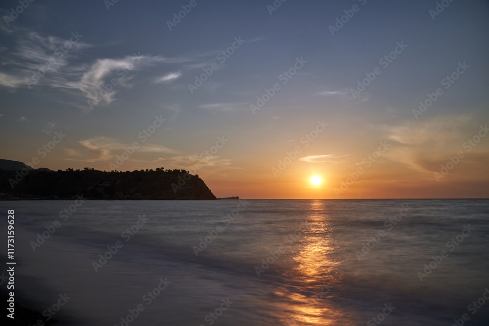 Fototapeta premium sunset on the sea coast of Lesbos island