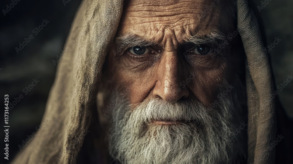Intense Gaze of a Weathered Sage: A Portrait of Age and Wisdom Intense Gaze of a Weathered Sage: A Portrait of Age and Wisdom