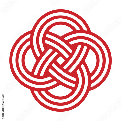 Mizuhiki Knot "Canola flower". Japanese Traditional Knot Design Isolated On Transparent Background. Vector Editable.