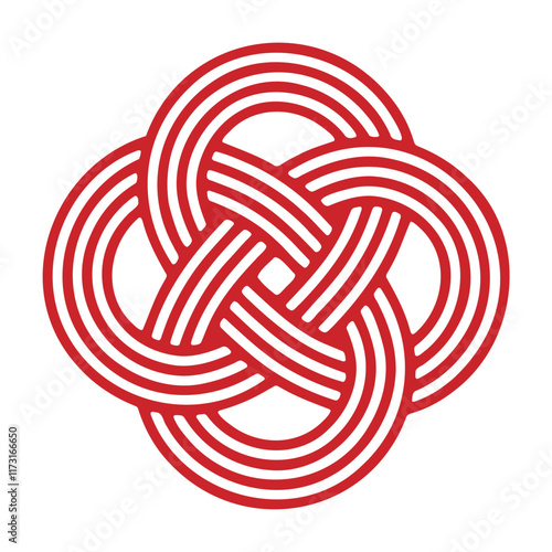 Mizuhiki Knot "Canola flower". Japanese Traditional Knot Design Isolated On Transparent Background. Vector Editable.