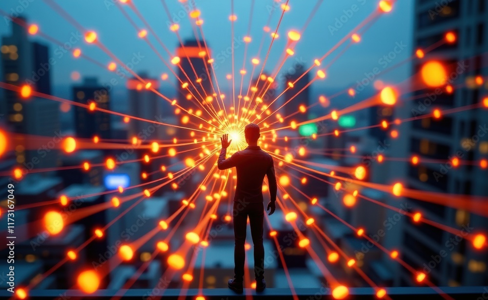 Naklejka premium A mesmerizing visualization of fiber optic cables connecting