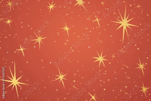 Wallpaper Mural Golden stars on vibrant red background Torontodigital.ca