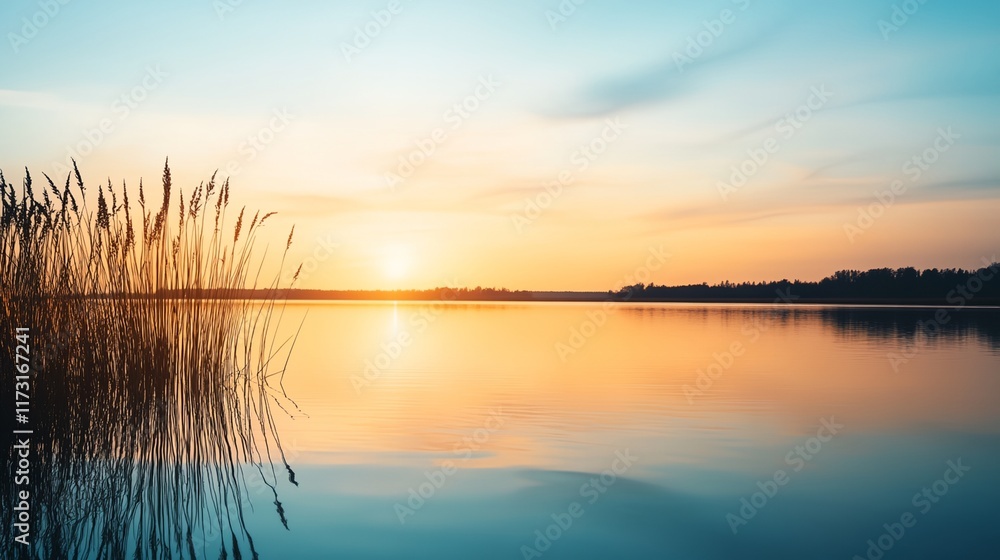 a lake with a sunset in the background a lake with a sunset in the background