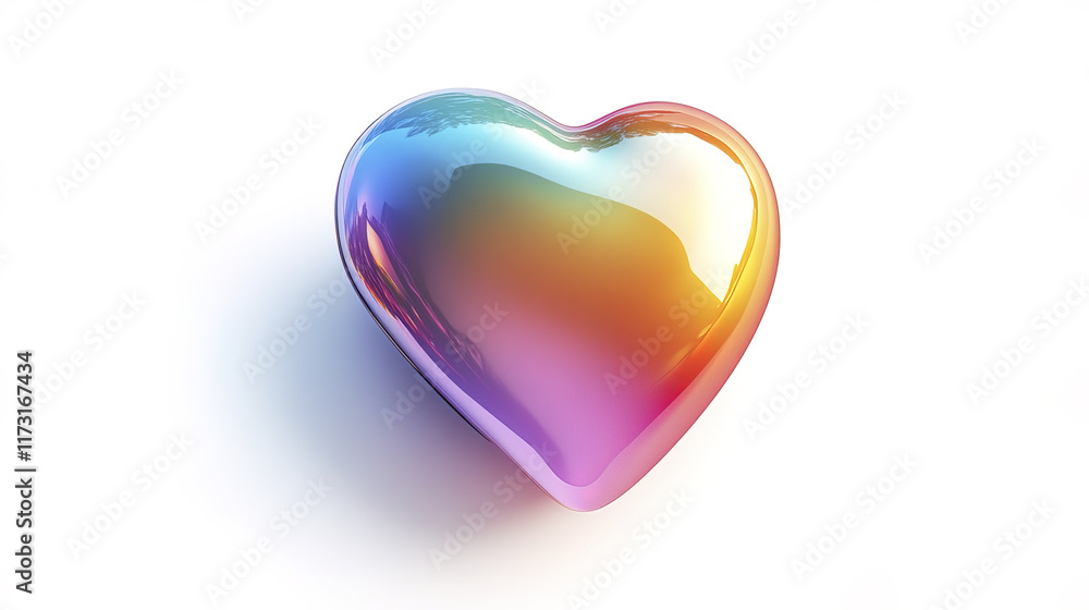 glossy rainbow heart with sleek surface reflecting light beautifully glossy rainbow heart with sleek surface reflecting light beautifully