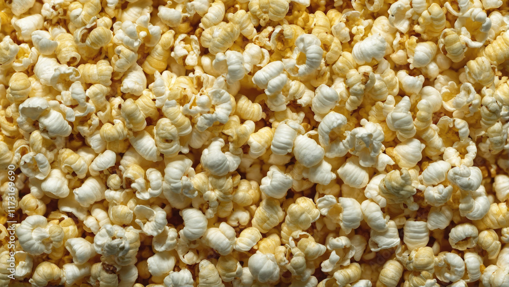 Delicious popcorn scattered on a surface ready for movie night or snacking at home with friends Delicious popcorn scattered on a surface ready for movie night or snacking at home with friends
