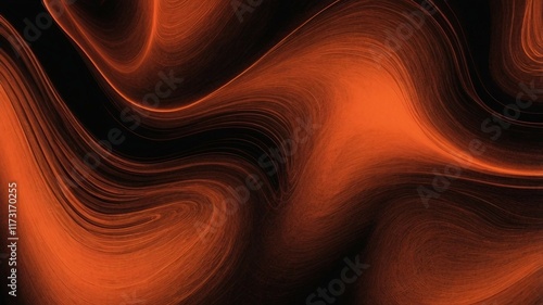 Abstract fibrous red-orange gradient shape on black background. For banner, poster, header design