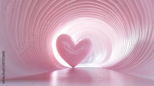 heart shaped object in pastel pink tunnel creates dreamy atmosphere