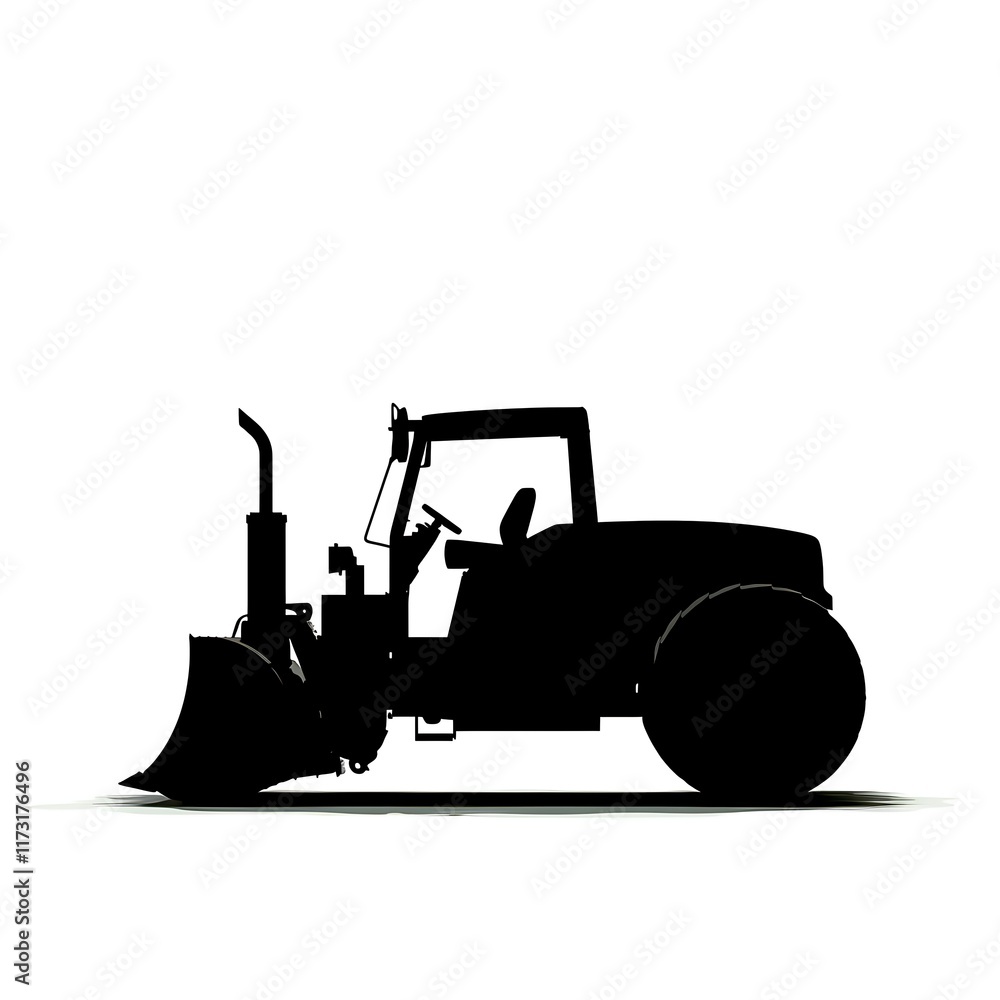 Silhouette of a road roller with large drum on a white background Silhouette of a road roller with large drum on a white background