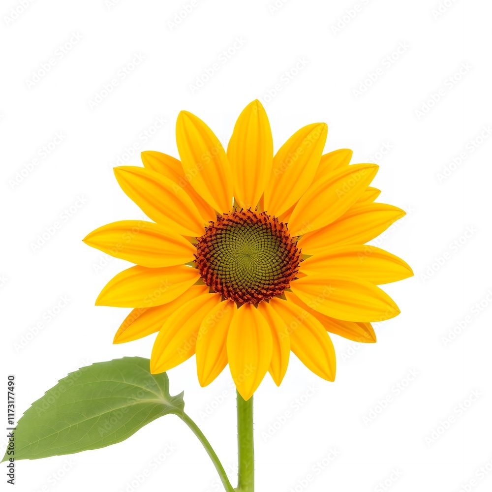 Vibrant Yellow Sunflower Blossom Isolated on White Background Detailed Close up Vibrant Yellow Sunflower Blossom Isolated on White Background Detailed Close up