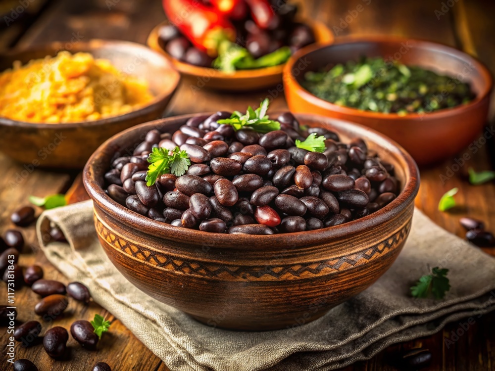 Dark Moody Still Life: Cuban Black Beans in Low Light Dark Moody Still Life: Cuban Black Beans in Low Light