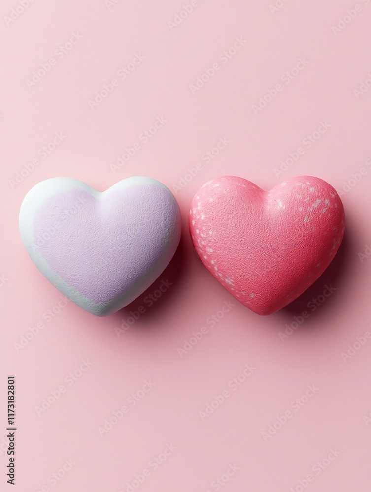 Valentine's Day Pastel Pink and Lavender Heart Shapes on Pink Background Romantic Valentine s Day Concept Valentine's Day Pastel Pink and Lavender Heart Shapes on Pink Background Romantic Valentine s Day Concept