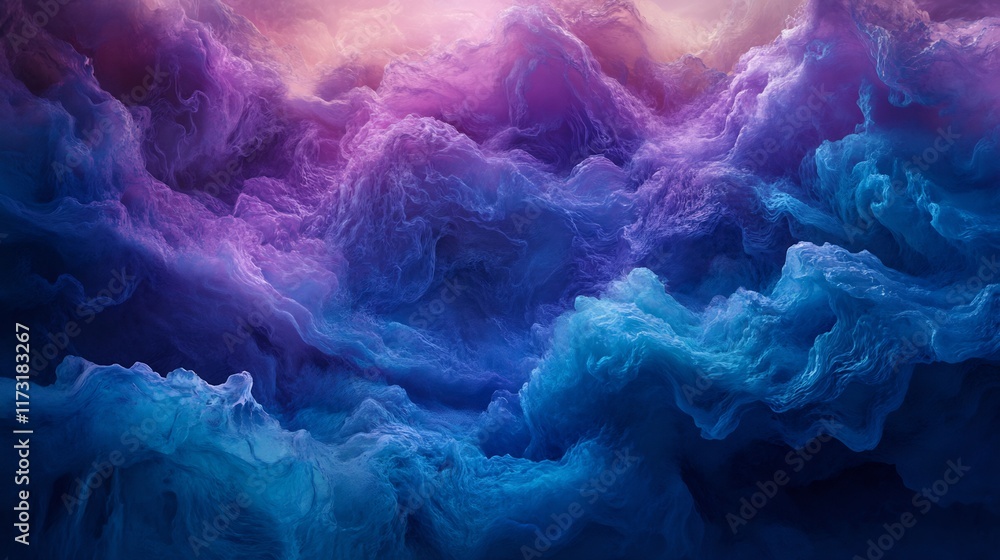 Obraz premium Abstract Purple and Blue Cloudscape: A Dreamlike Digital Art