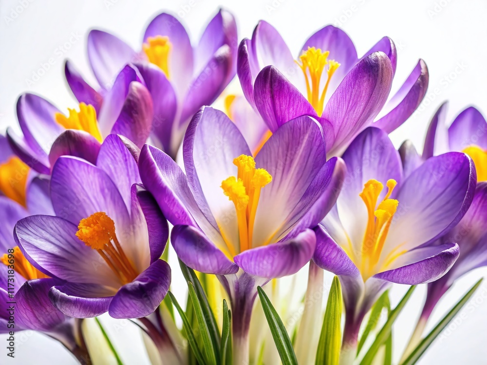 Obraz premium Delicate Crocus Flowers on a Pristine White Background - Springtime Still Life