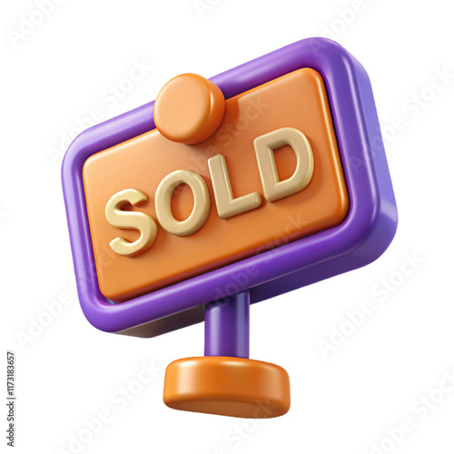3D Render of a Sold Sign Orange and Purple