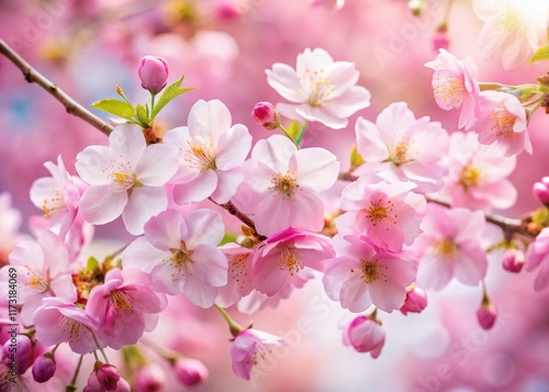 Delicate Pink Cherry Blossom Branches, Spring Floral Arrangement, Nature Photography
