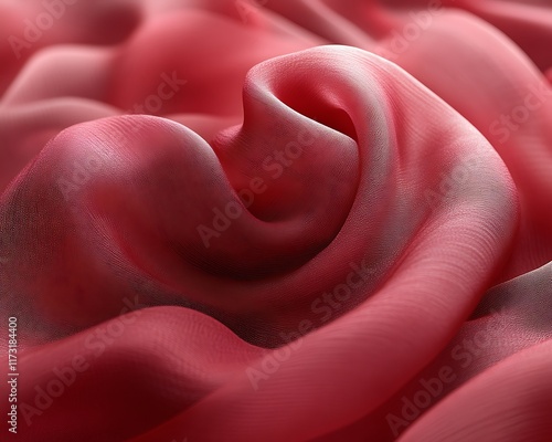 Close-up of red fabric with soft folds and subtle ombre effect. photo