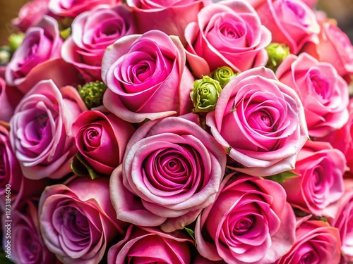 Delicate Pink Rose Wedding Bouquet Close-Up: Symbol of Love and Marriage