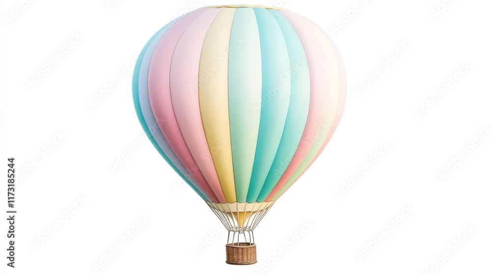 Naklejka premium Pastel Colored Hot Air Balloon Soaring High Above