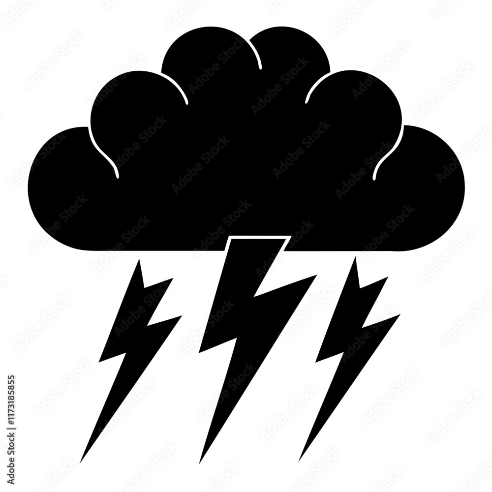 Thunderstorm Silhouette Vector Simple Flat Design on Transparent Background Thunderstorm Silhouette Vector Simple Flat Design on Transparent Background