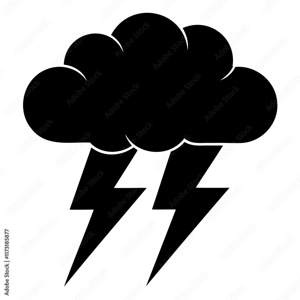 Thunderstorm Black Silhouette Simple Flat Vector Illustration Isolated on a transparent background Thunderstorm Black Silhouette Simple Flat Vector Illustration Isolated on a transparent background